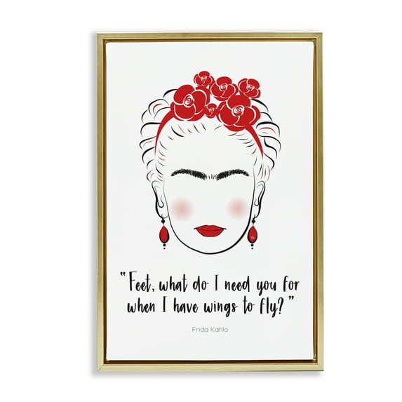 Stupell Industries Wings To Fly Quote People Painting Gold Floater Framed Canvas Art Print Wall Art, 21 x 31