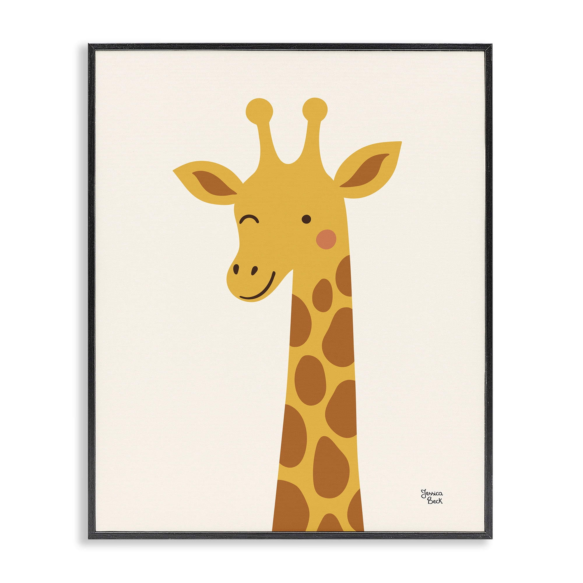 Stupell Industries Winky Giraffe Portrait Black Framed Giclee Art, design by Jessica Beck