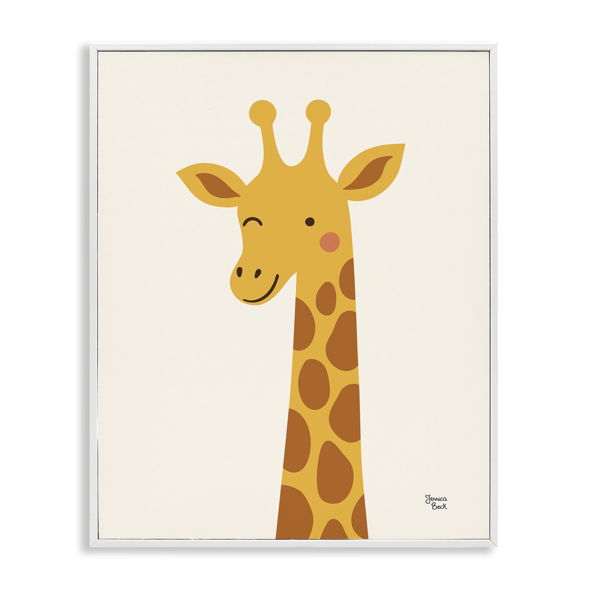 Stupell Industries Winky Giraffe Portrait White Framed Giclee Art, design by Jessica Beck