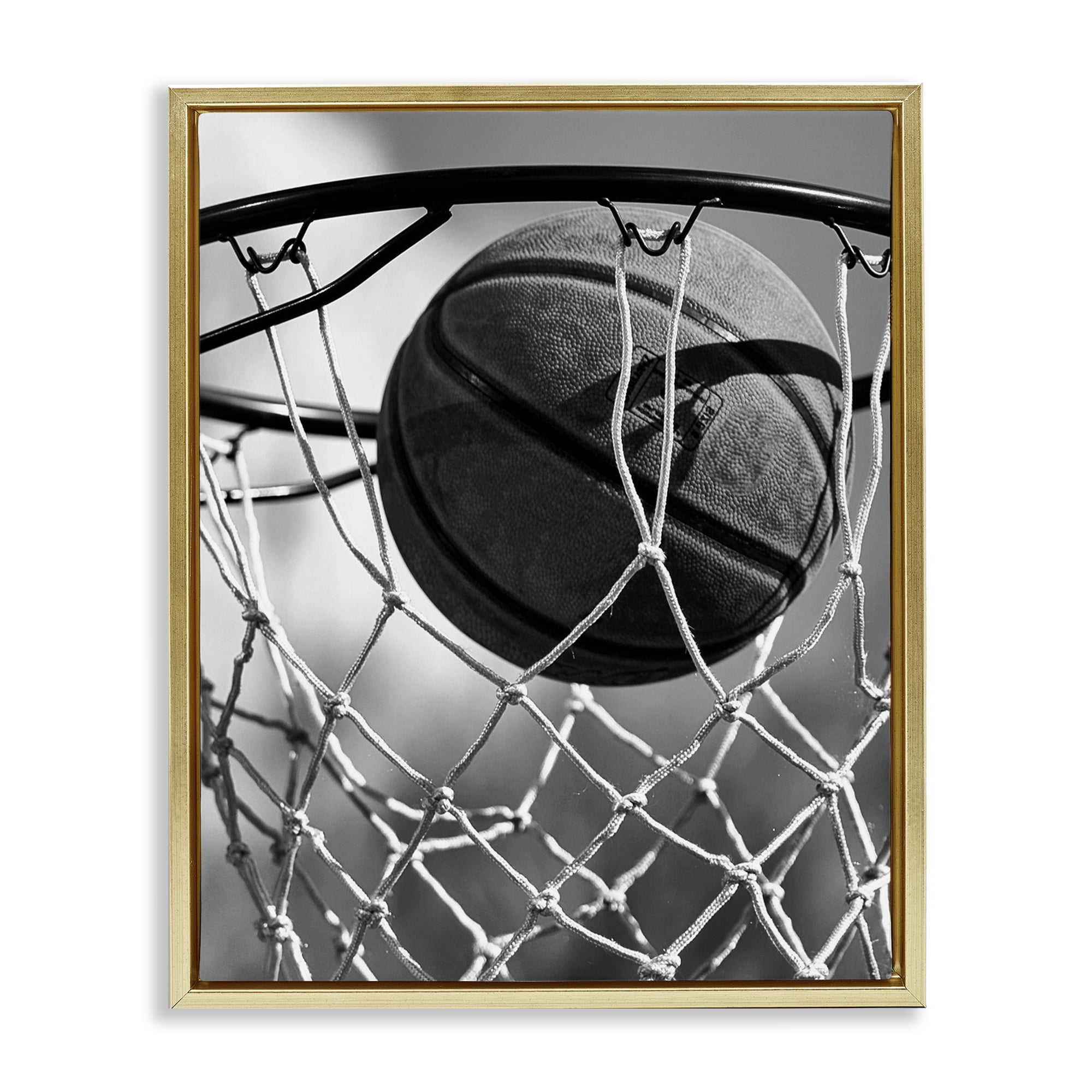 Stupell Industries Winning Basket Shot Gold Framed Floater Canvas Wall Art, design by Marcus Prime