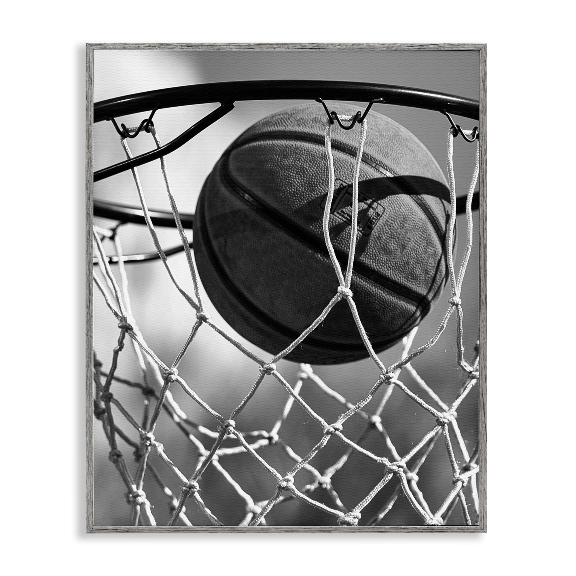 Stupell Industries Winning Basket Shot Gray Framed Giclee Art, design by Marcus Prime