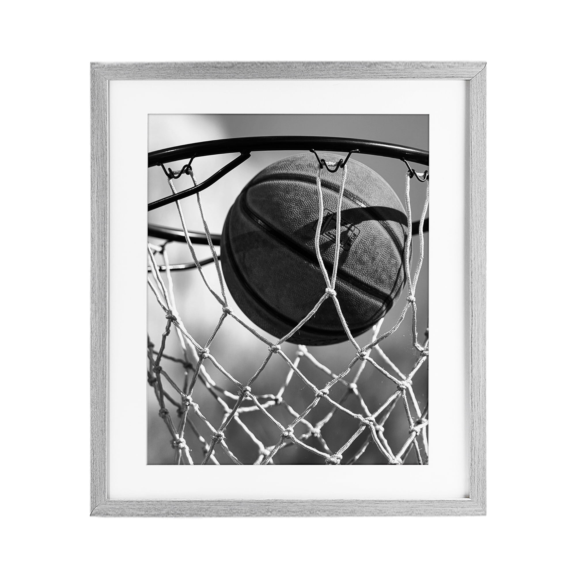 Stupell Industries Winning Basket Shot Gray Framed Print Under Glass, design by Marcus Prime