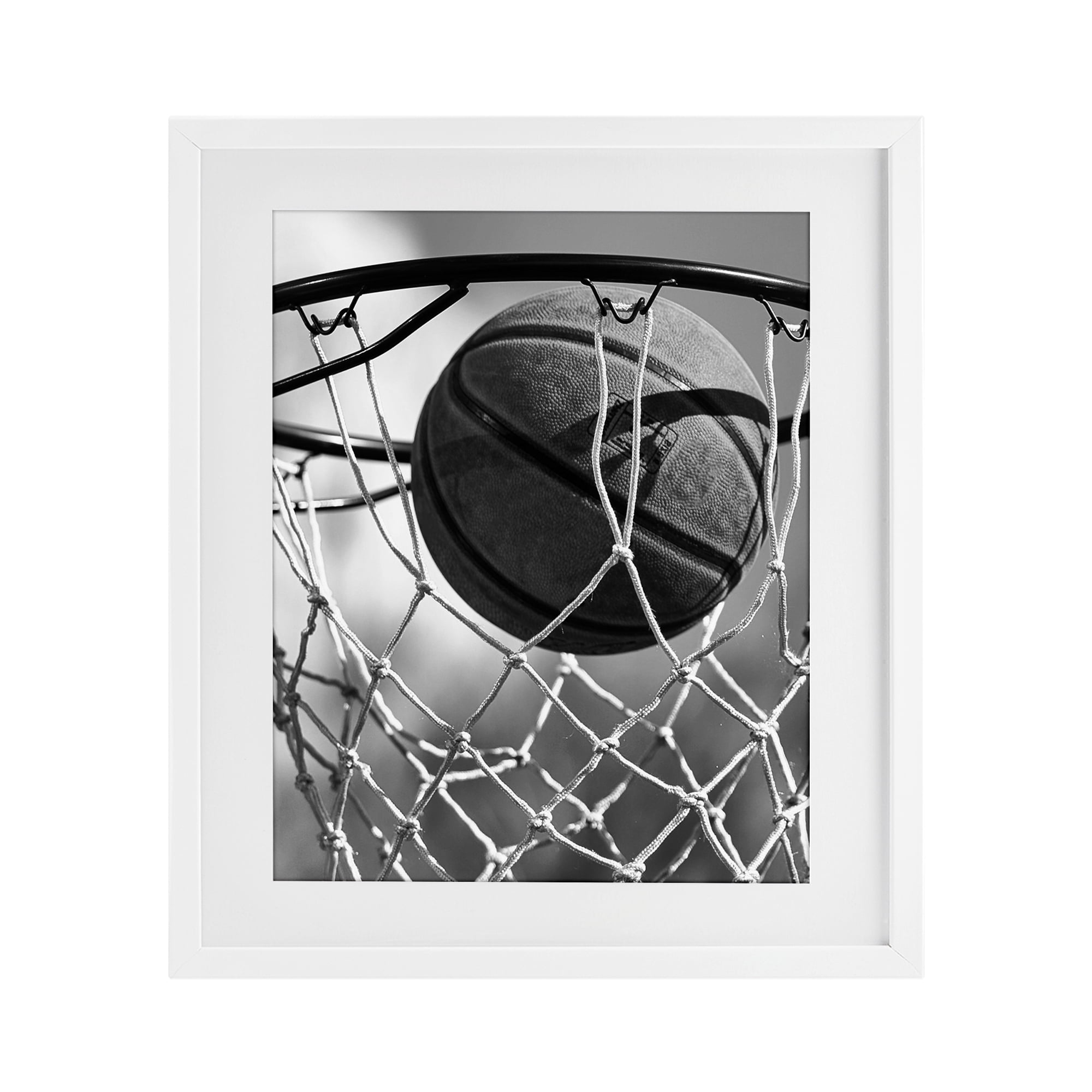 Stupell Industries Winning Basket Shot White Framed Print Under Glass, design by Marcus Prime