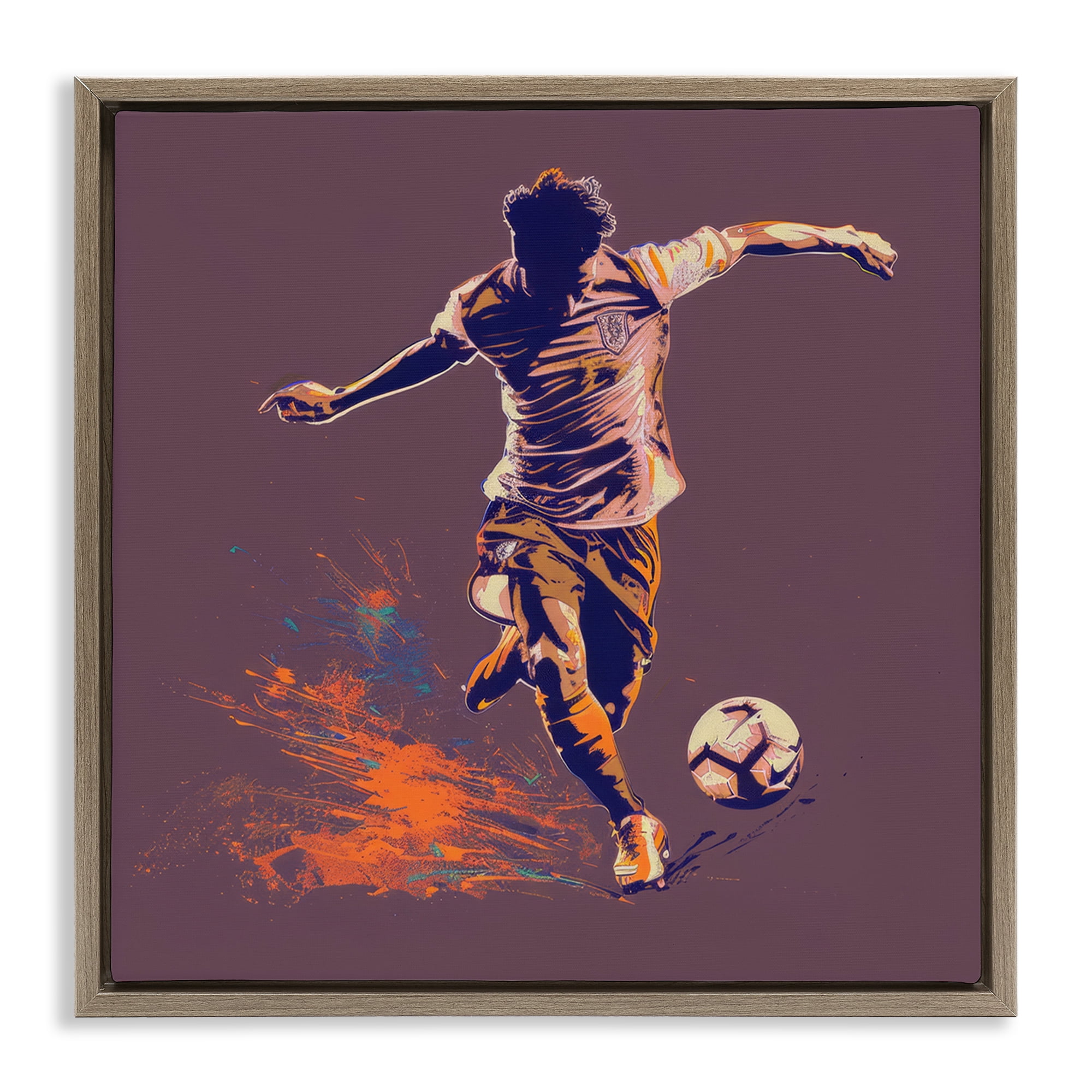 Stupell Industries Winning Goal Abstract Athlete Sports Painting Brown Floater Framed Canvas Art Print Wall Art, 25 x 25
