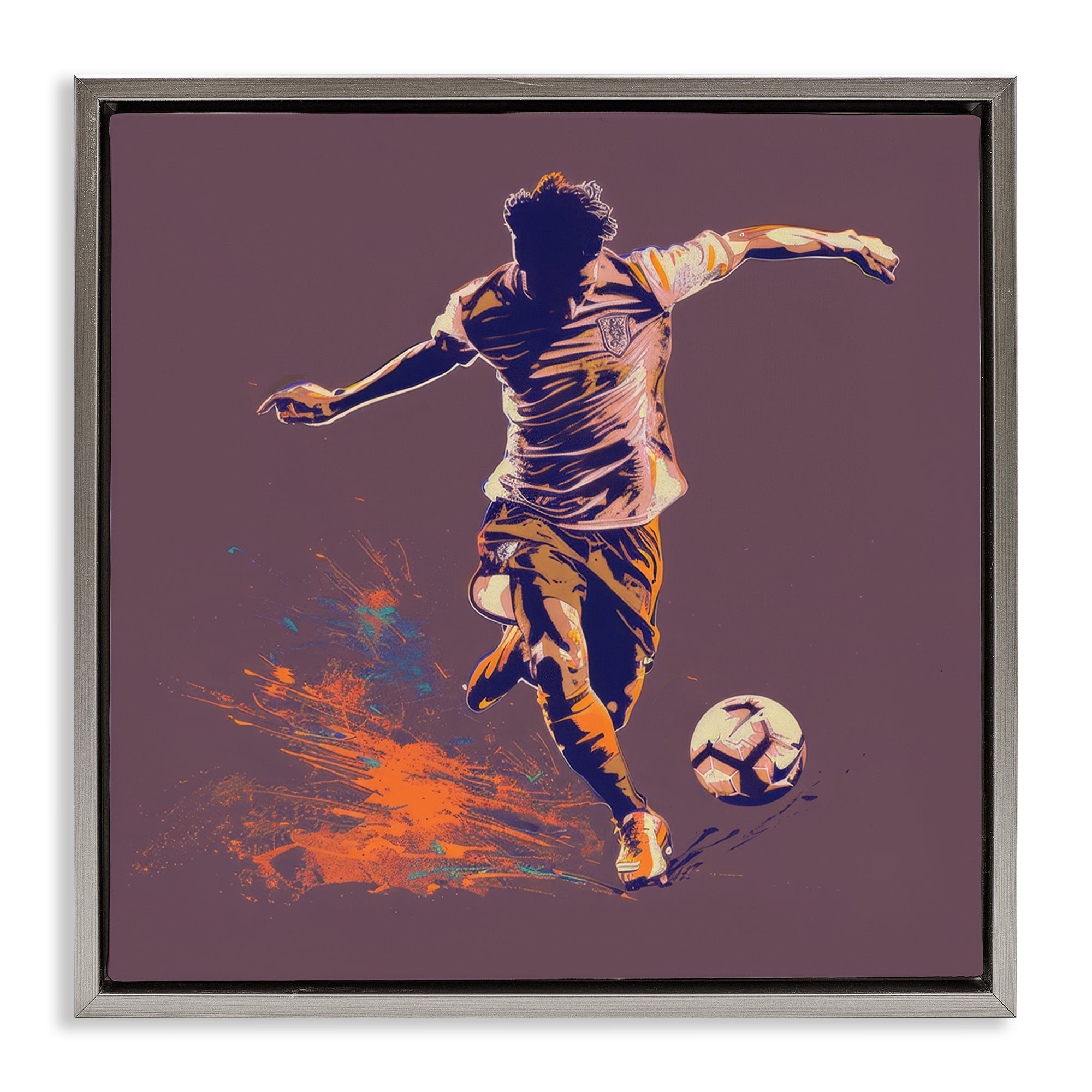Stupell Industries Winning Goal Abstract Athlete Sports Painting Gray Floater Framed Canvas Art Print Wall Art, 18 x 18