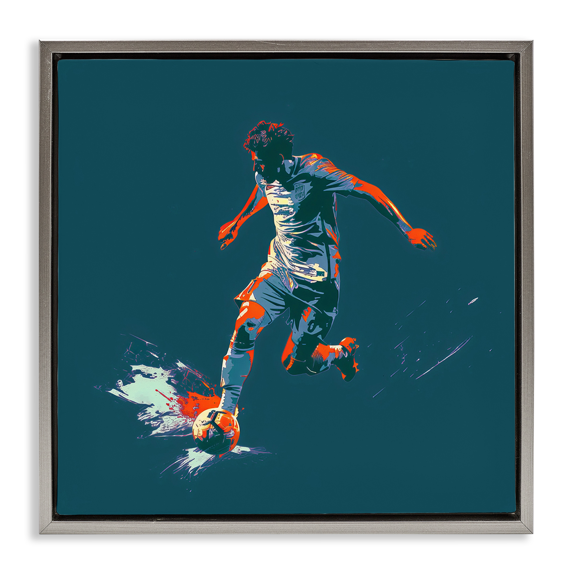 Stupell Industries Winning Soccer Goal Sports Painting Gray Floater Framed Canvas Art Print Wall Art, 18 x 18