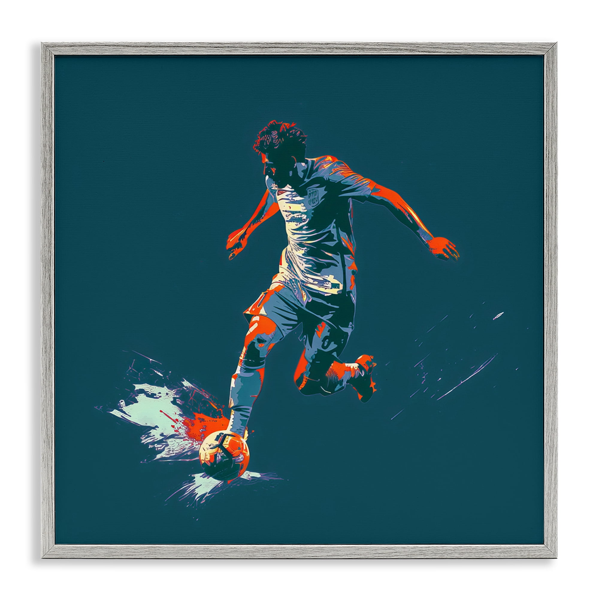 Stupell Industries Winning Soccer Goal Sports Painting Gray Framed Art Print Wall Art, 17 x 17