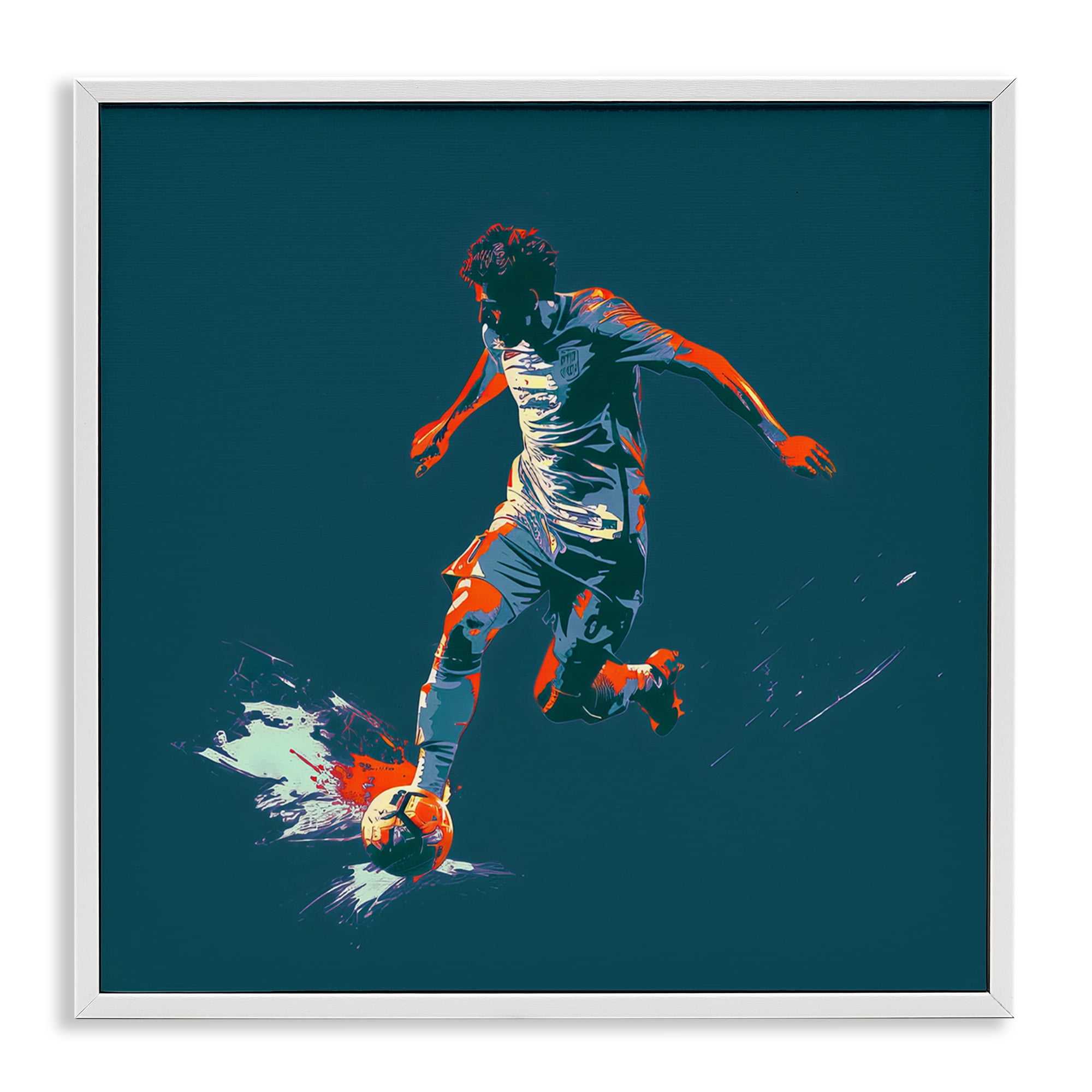 Stupell Industries Winning Soccer Goal Sports Painting White Framed Art Print Wall Art, 17 x 17