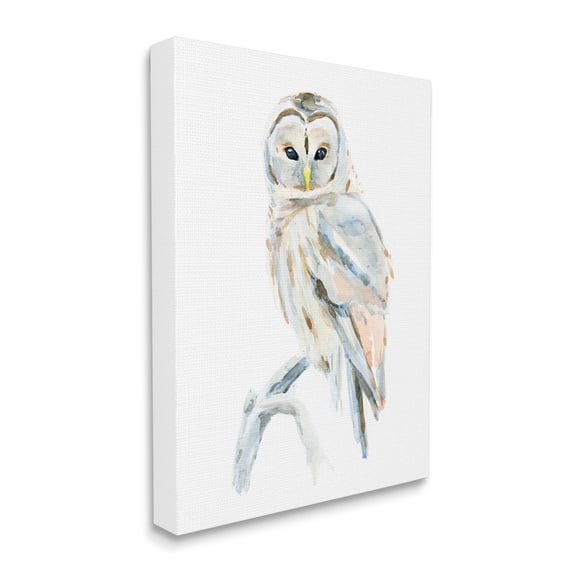 Stupell Industries Winter Artic Owl Portrait Perched on Tree Branch Canvas Wall Art, 24 x 30, Design by Annie Warren