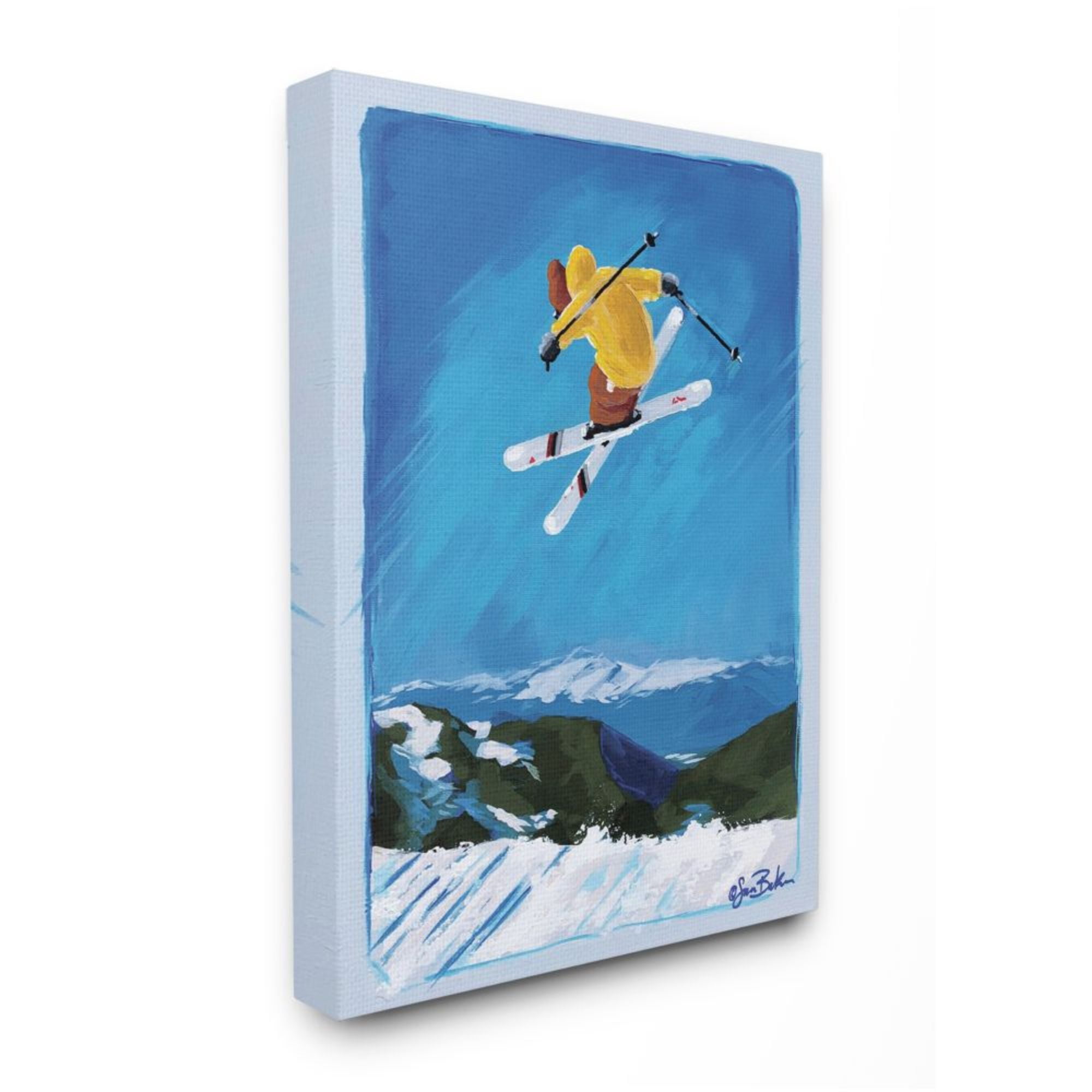 Stupell Industries Winter Athlete Ski Jump Snow Sports Design by Sarah Baker, 36" x 48"