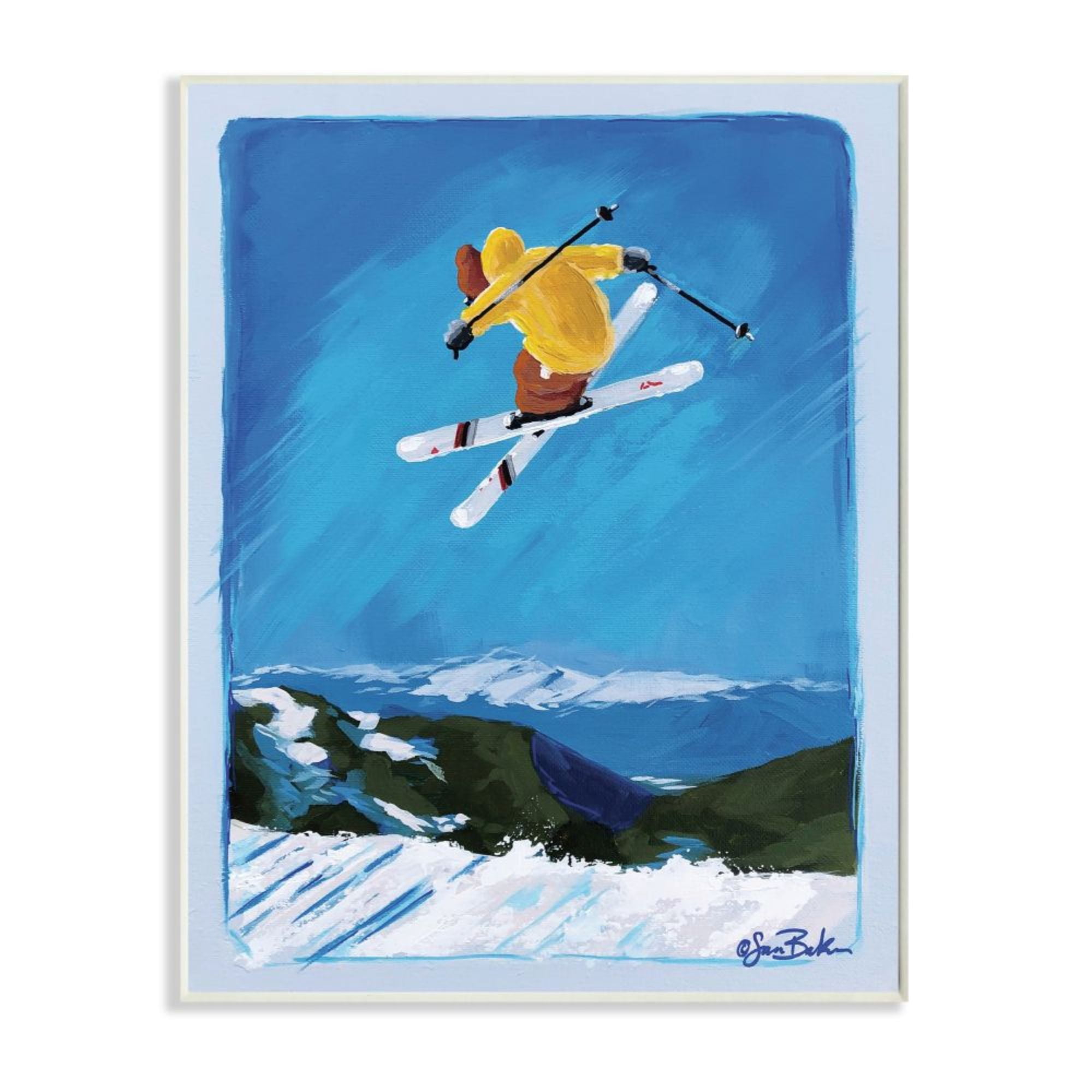 Stupell Industries Winter Athlete Ski Jump Snow Sports Design by Sarah Baker