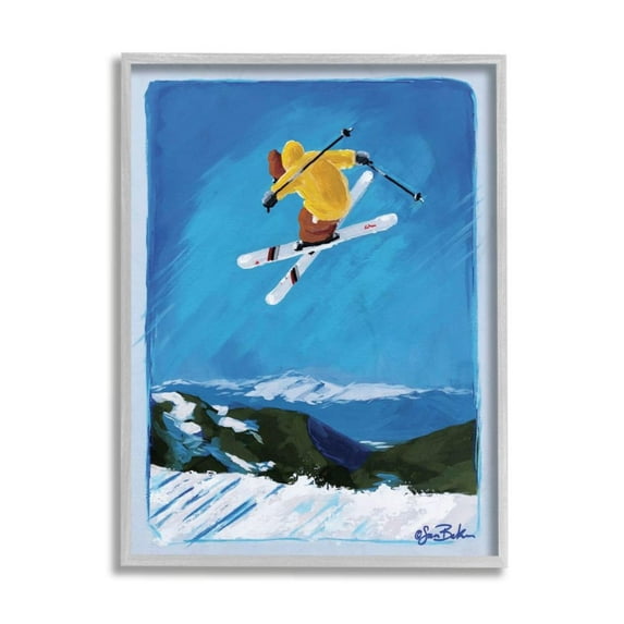 Stupell Industries Winter Athlete Ski Jump Snow Sports Design by Sarah Baker