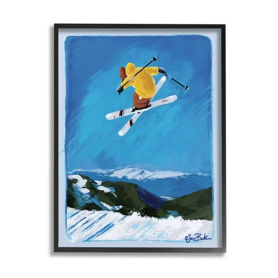 Stupell Industries Winter Athlete Ski Jump Snow Sports Design by Sarah Baker