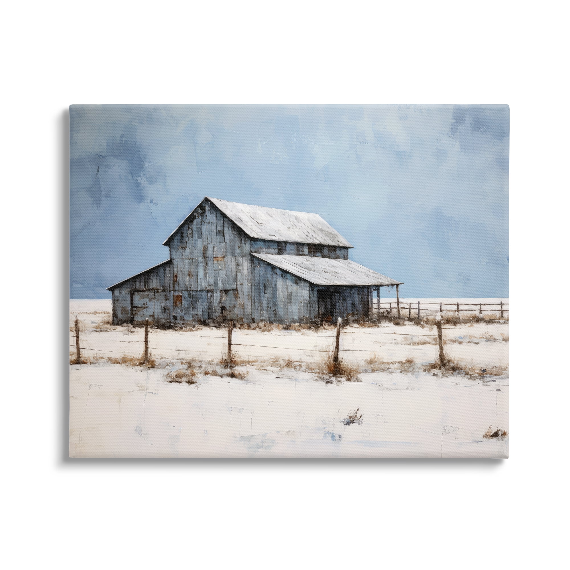 Stupell Industries Winter Barn Landscape Landscape Painting Gallery Wrapped Canvas Art Print Wall Art, 40 x 30