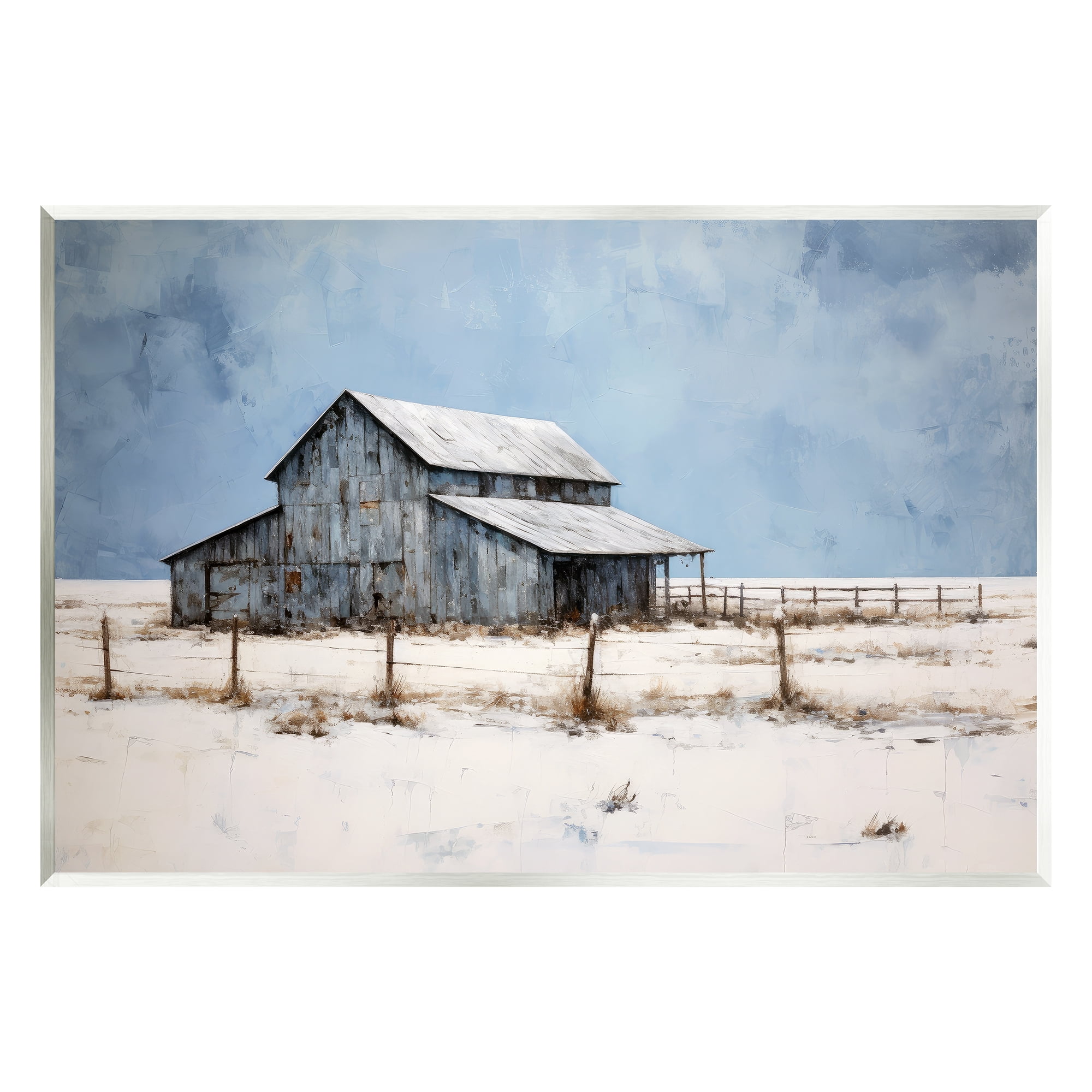 Stupell Industries Winter Barn Landscape Landscape Painting Unframed Art Print Wall Art, 15 x 10