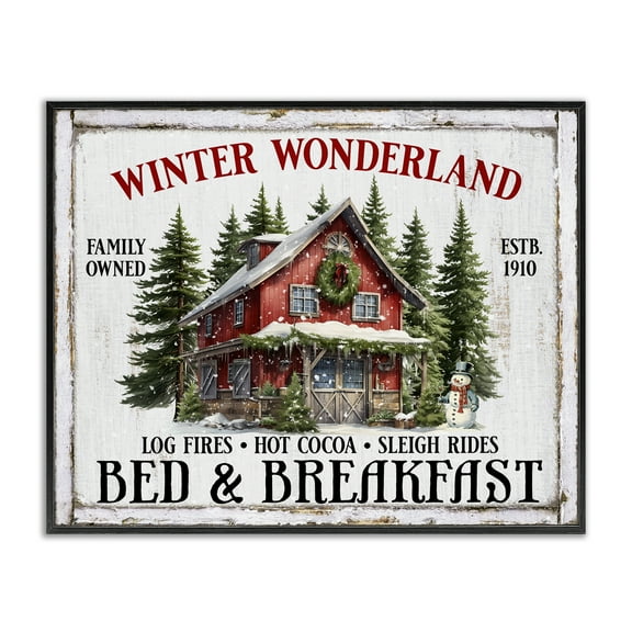 Stupell Industries Winter Bed & Breakfast Holiday Painting Black Framed Art Prints Wall Art, 14 x 11