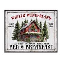 Stupell Industries Winter Bed & Breakfast Holiday Painting Black Framed Art Prints Wall Art, 14 x 11