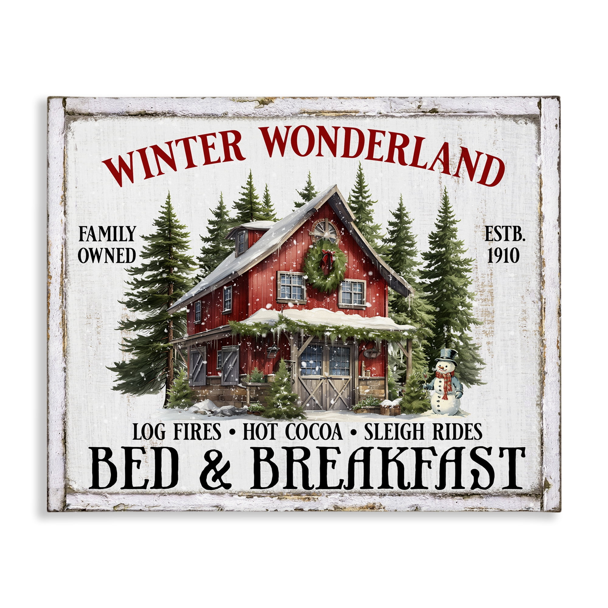 Stupell Industries Winter Bed & Breakfast Holiday Painting Gallery Wrapped Canvas Art Prints Wall Art, 48 x 36