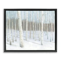 Stupell Industries Winter Birch Forest Landscape & Nature Painting Black Floater Framed Canvas Art Print Wall Art, 21 x 17