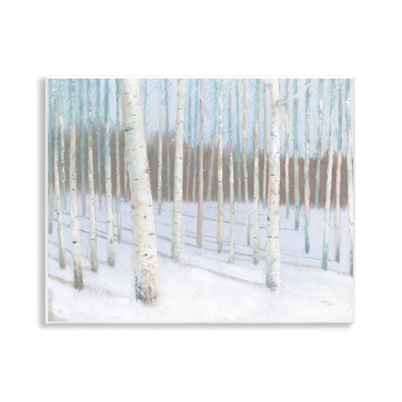 Stupell Industries Winter Birch Forest Landscape & Nature Painting Unframed Art Print Wall Art, 14 x 11