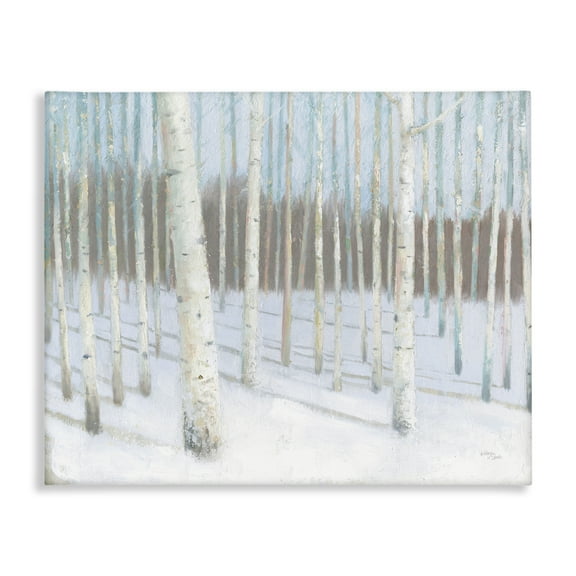 Stupell Industries Winter Birch Forest Landscape & Nature Painting Wrapped Canvas Art Print Wall Art, 20 x 16