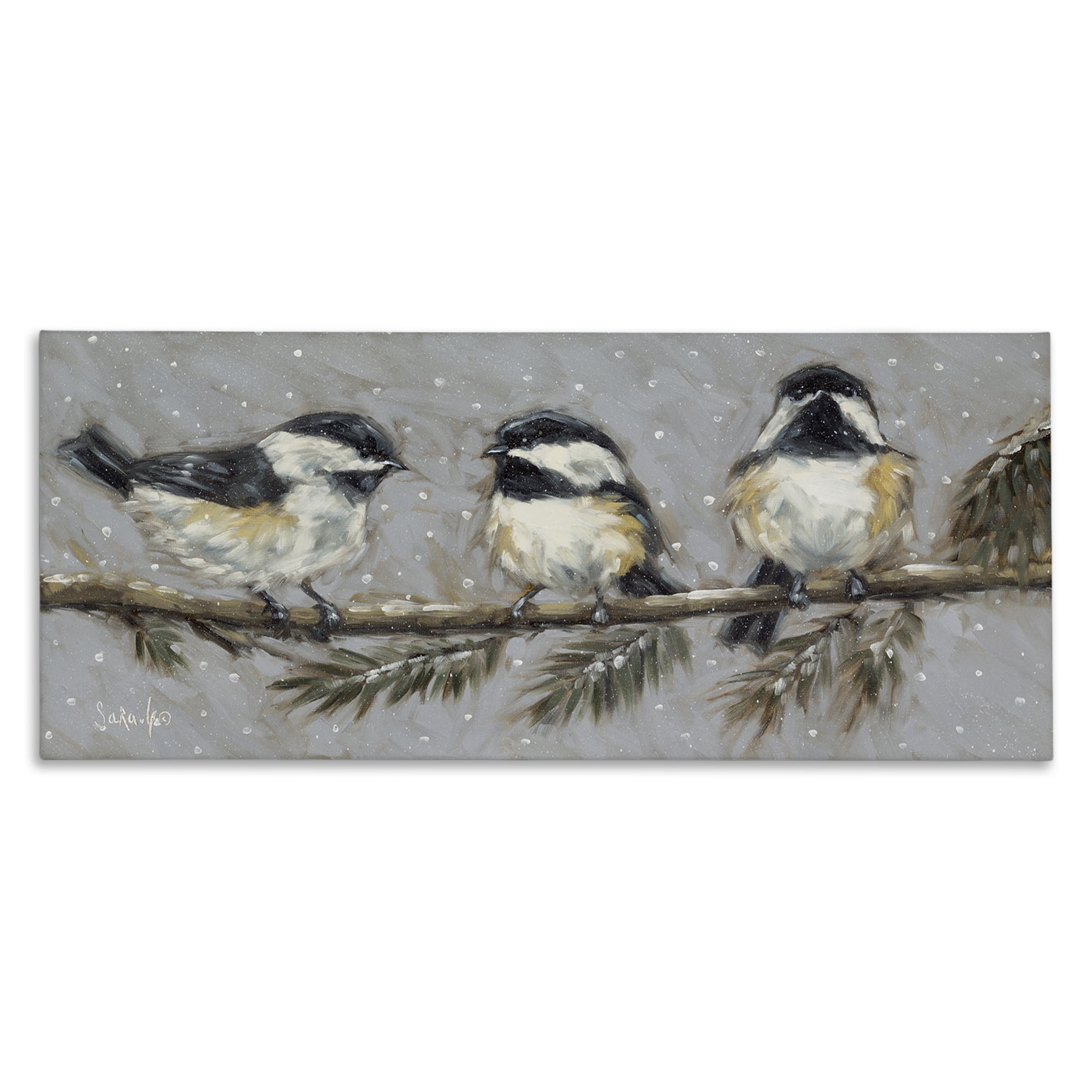 Stupell Industries Winter Bird Trio Animals & Insects Painting Gallery Wrapped Canvas Art Print Wall Art, 24 x 10