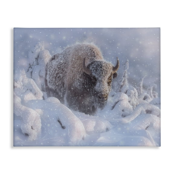 Stupell Industries Winter Bison In Deep Canvas Wall Art design by Collin Bogle, 24 x 30