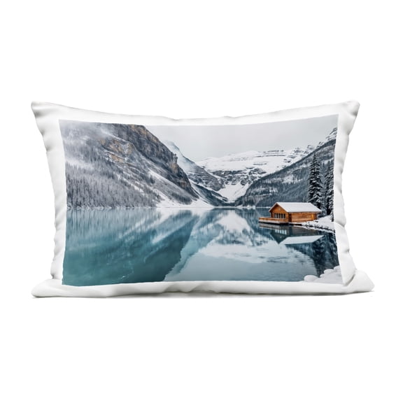 Stupell Industries Winter Cabin on Icy Lake Outdoor Printed Pillow, design by Lazar Studio