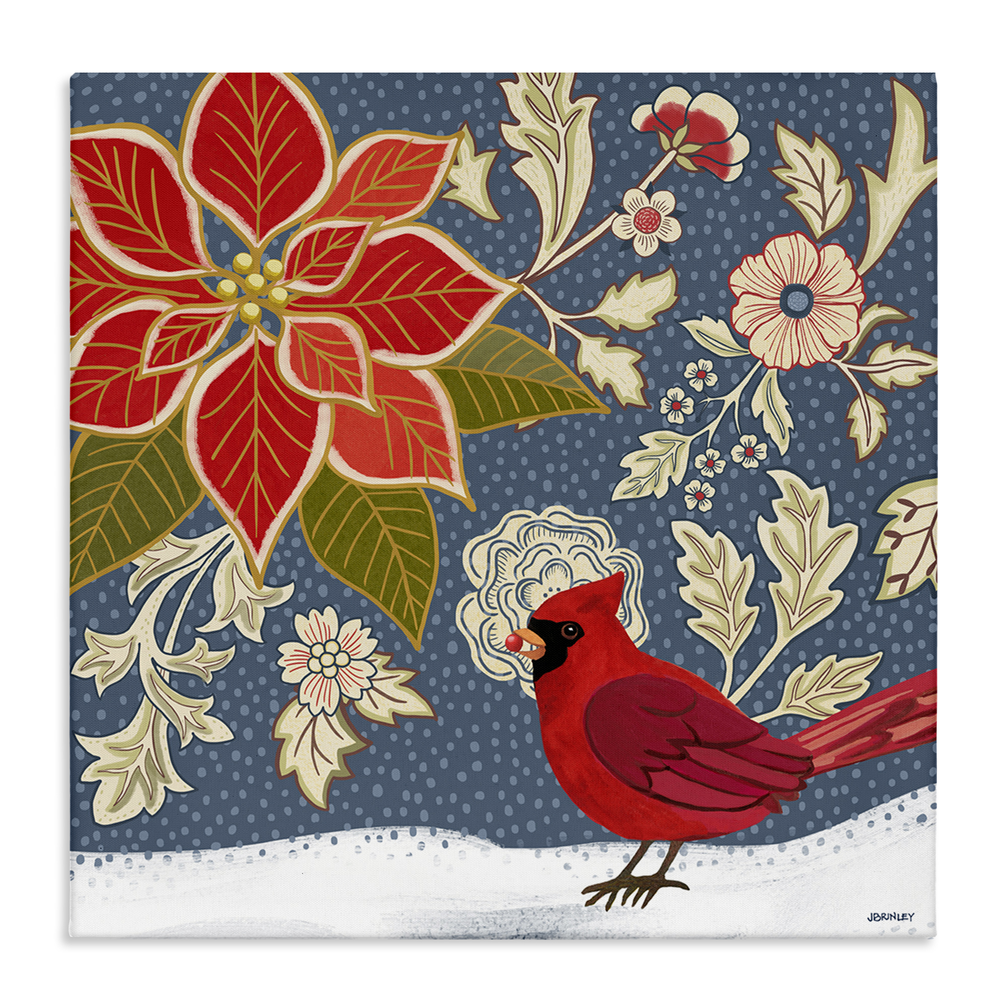 Stupell Industries Winter Cardinal in Snow Animals & Insects Painting Gallery Wrapped Canvas Art Print Wall Art, 36 x 36