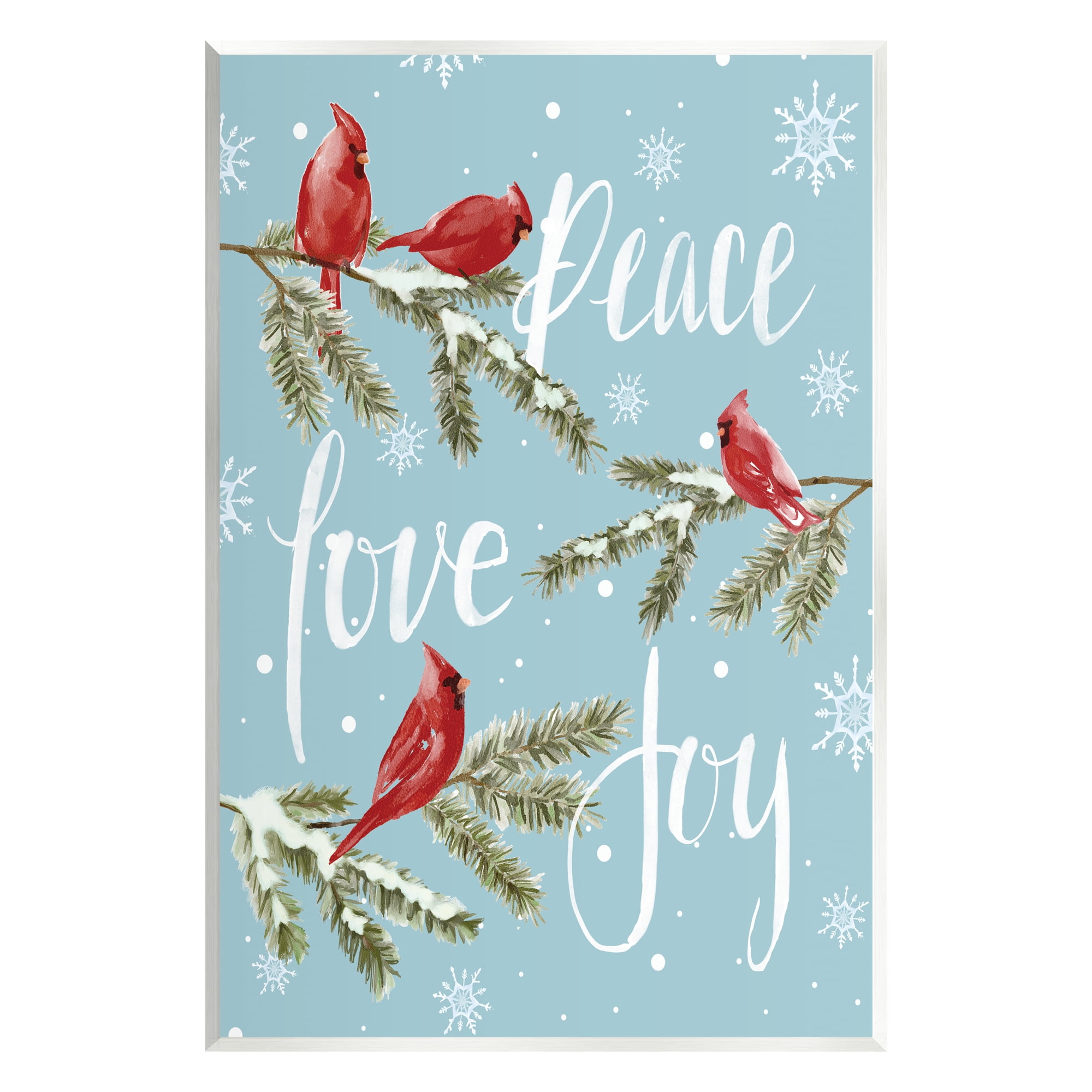 Stupell Industries Winter Cardinals Perched Holiday Painting Unframed Art Print Wall Art, 13 x 19