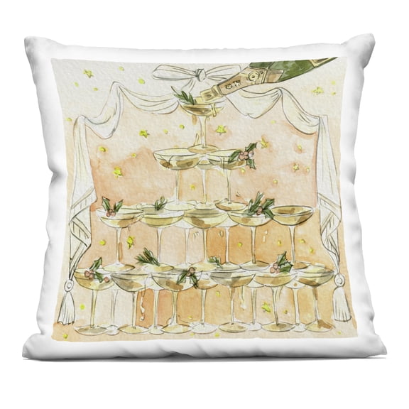 Stupell Industries Winter Champagne Cocktails Tower Decorative Printed Throw Pillow, design by Melissa Wang