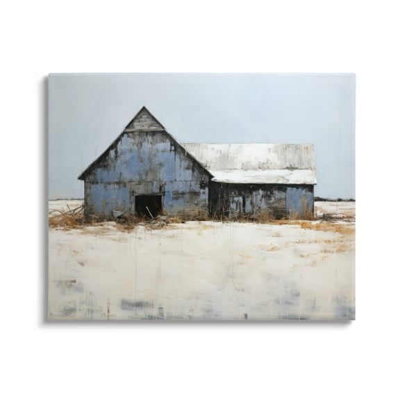 Stupell Industries Winter Country Barn Landscape Painting Gallery Wrapped Canvas Art Print Wall Art, 40 x 30