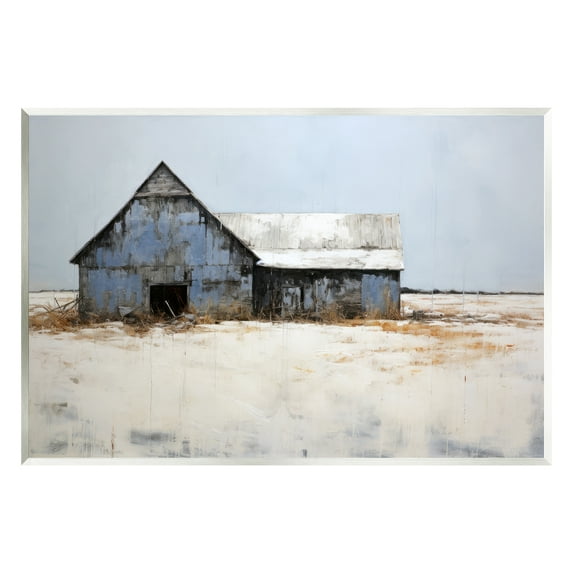 Stupell Industries Winter Country Barn Landscape Painting Unframed Art Print Wall Art, 19 x 13
