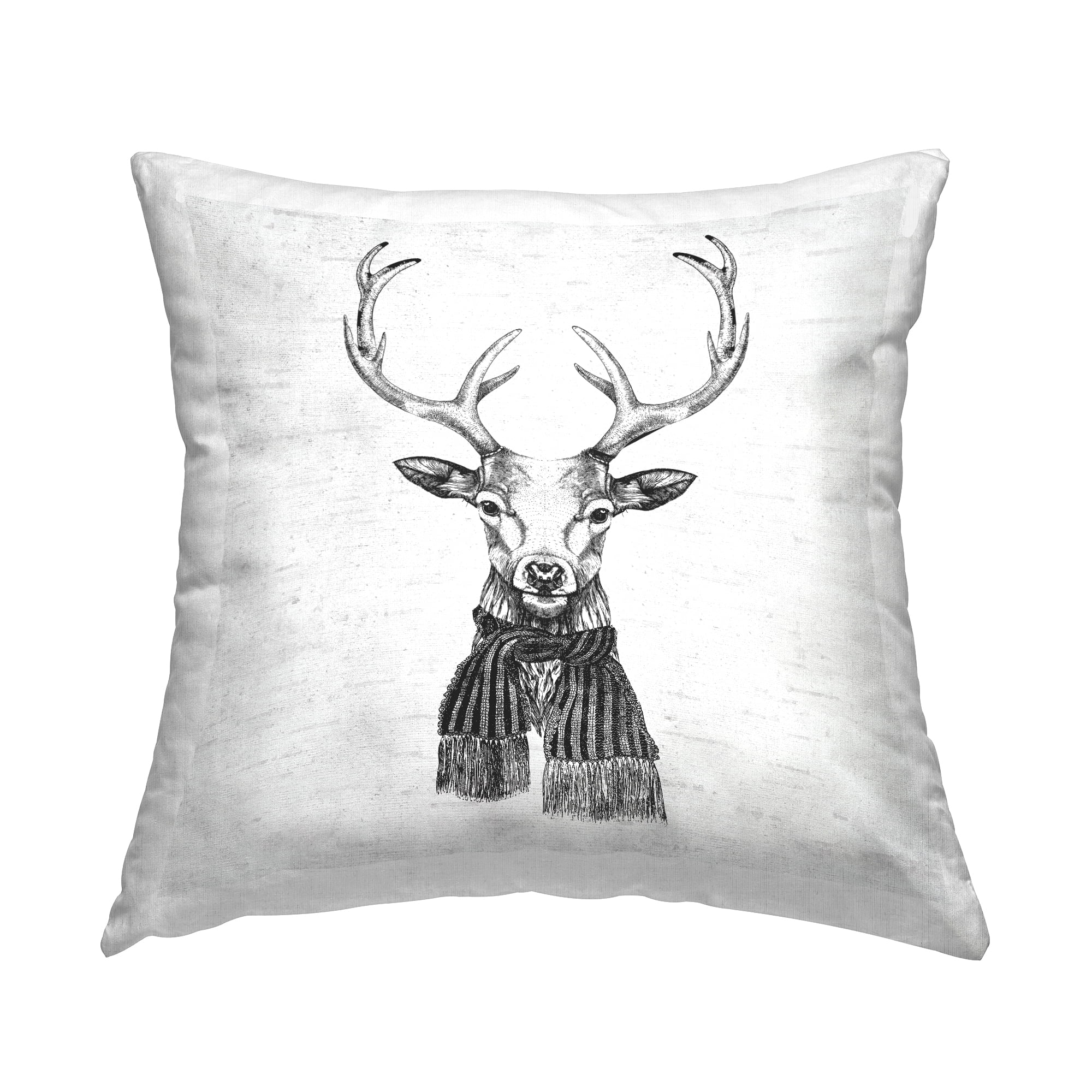 Stupell Industries Winter Deer Wearing Scarf Printed Throw Pillow Design by Lettered and Lined