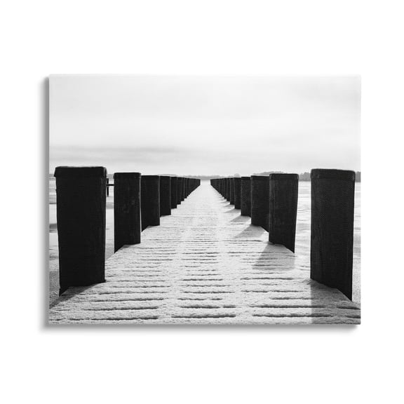 Stupell Industries Winter Dock Snowy Beach Photograph Gallery Wrapped Canvas Print Wall Art, Design by Aledanda