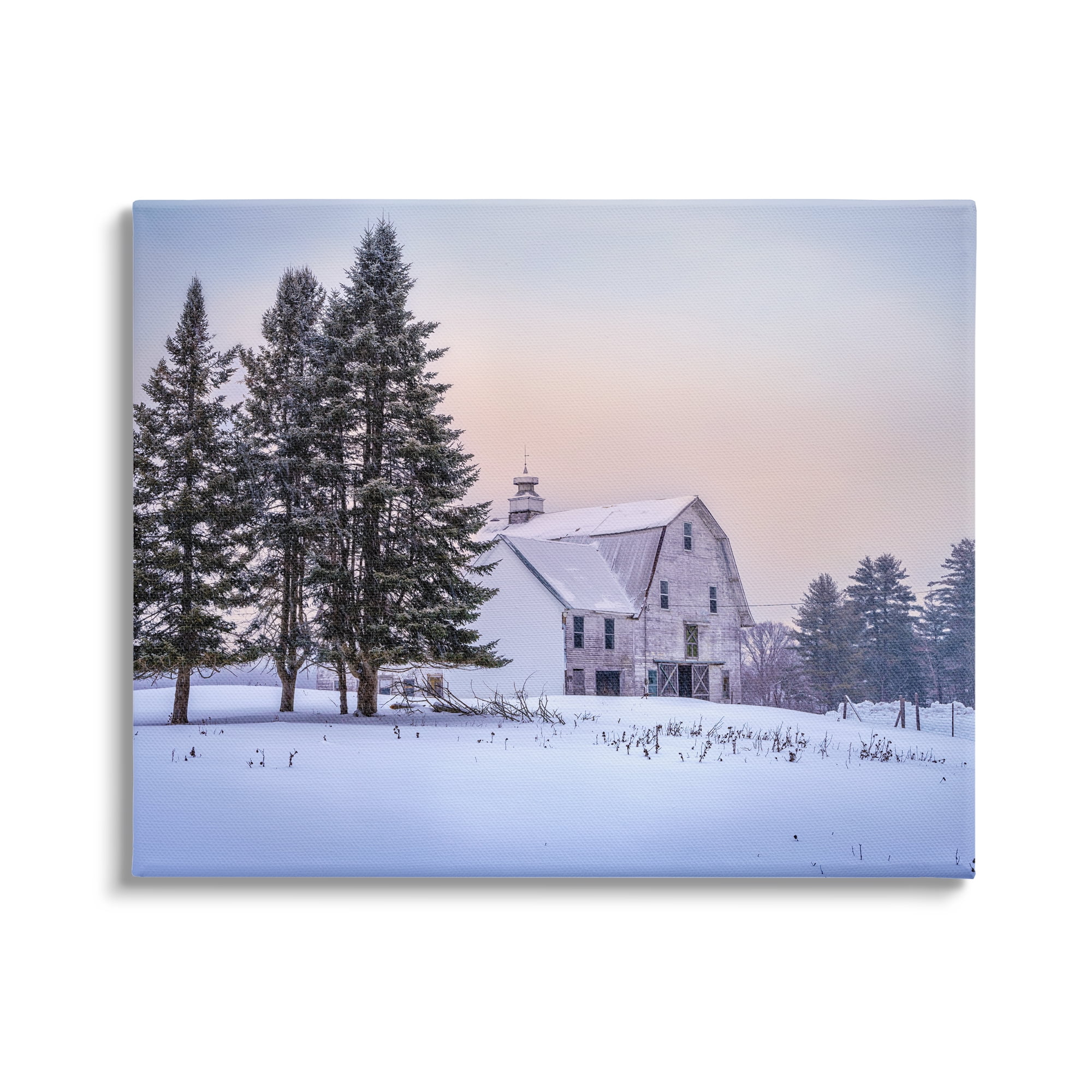 Stupell Industries Winter Farm Landscape Nature Photography Gallery Wrapped Canvas Print Wall Art, 20 x 16