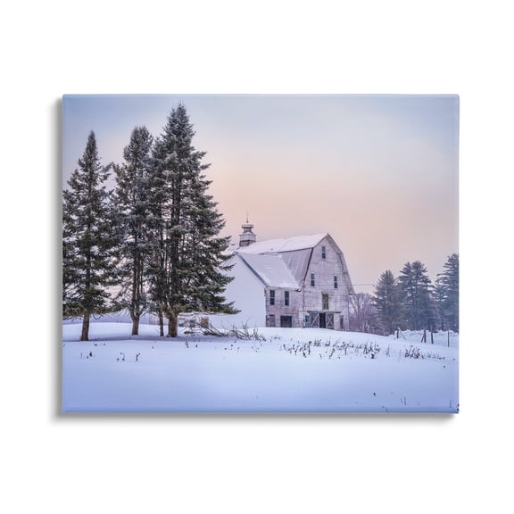 Stupell Industries Winter Farm Landscape Nature Photography Gallery Wrapped Canvas Print Wall Art, 20 x 16