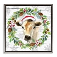 thumbnail image 1 of Stupell Industries Winter Farmhouse Cow Wreath Holiday Painting Gray Floater Framed Canvas Art Print Wall Art, 18 x 18, 1 of 10