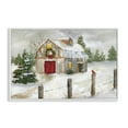 thumbnail image 1 of Stupell Industries Winter Farmhouse Scene Holiday Painting White Framed Art Prints Wall Art, 30 x 20, 1 of 10