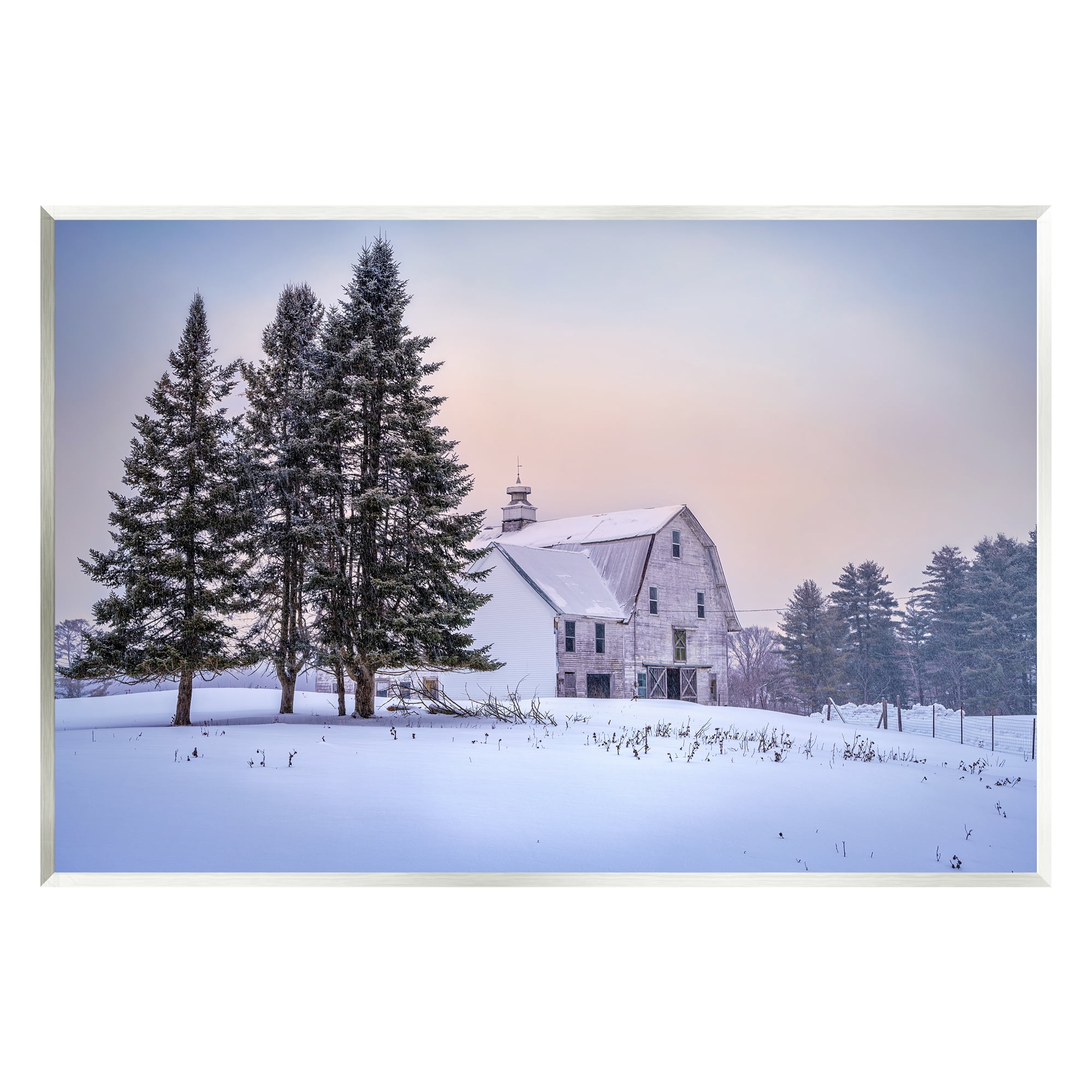 Stupell Industries Winter Farmhouse Snow Landscape Landscape Photography Unframed Art Print Wall Art