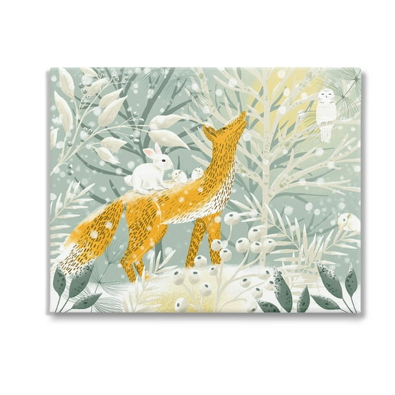 Stupell Industries Winter Forest Animals Animals & Insects Painting Gallery Wrapped Canvas Art Print Wall Art, 20 x 16
