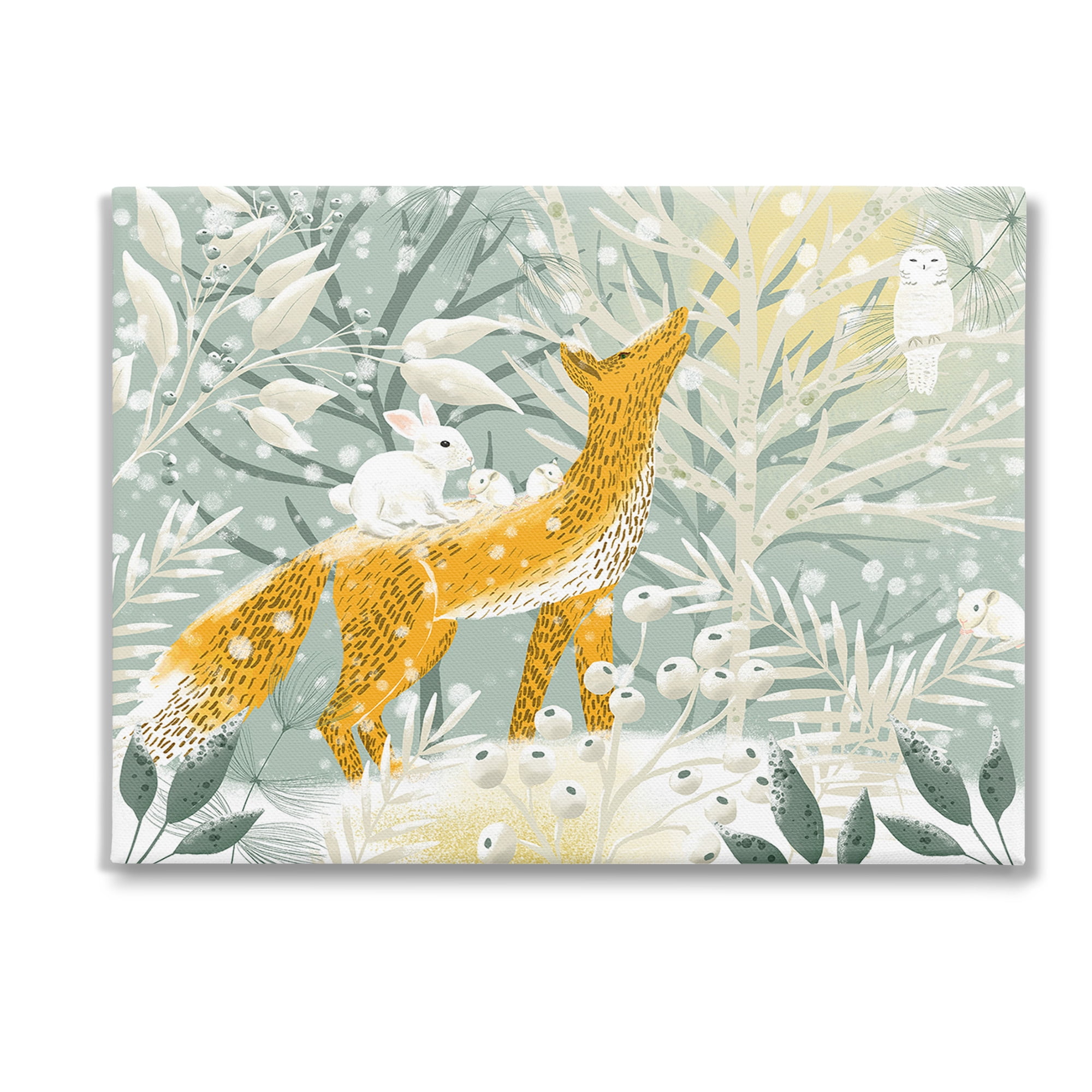 Stupell Industries Winter Forest Animals Animals & Insects Painting Gallery Wrapped Canvas Art Print Wall Art, 40 x 30