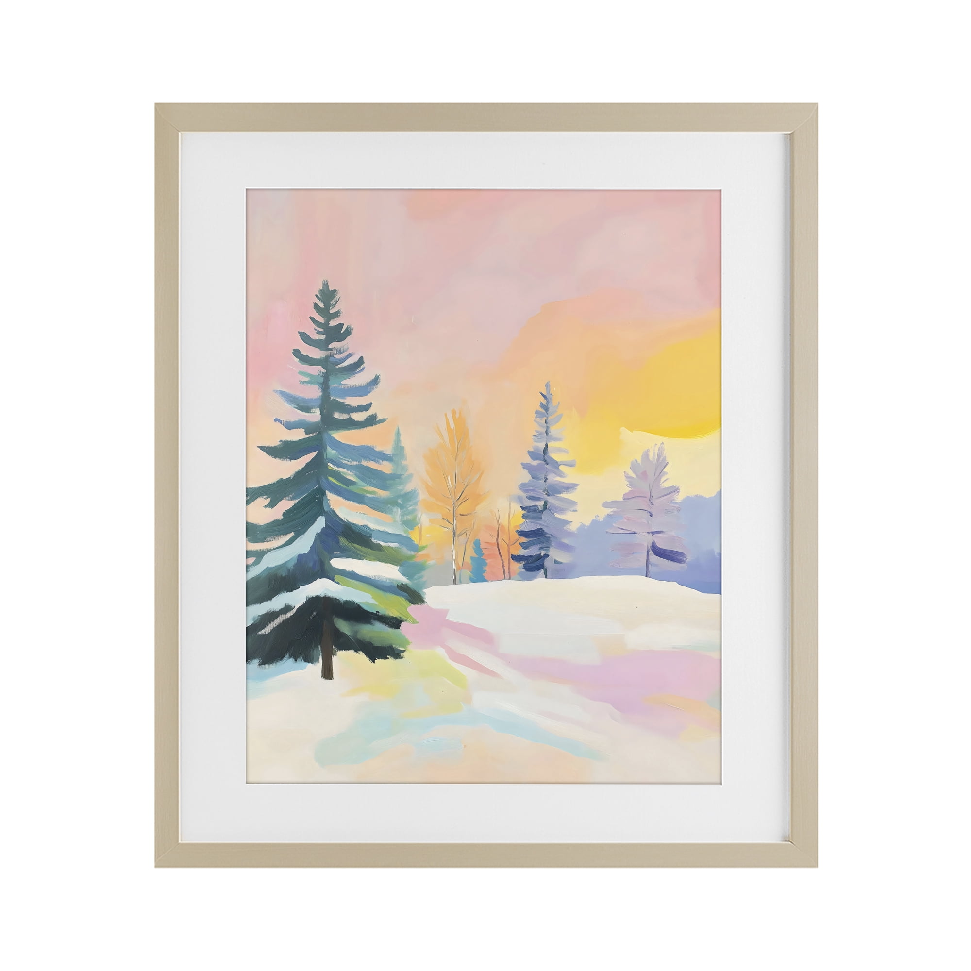 Stupell Industries Winter Forest Snowscape in Pastels Birch Framed Print Under Glass, design by The Prints Vibe