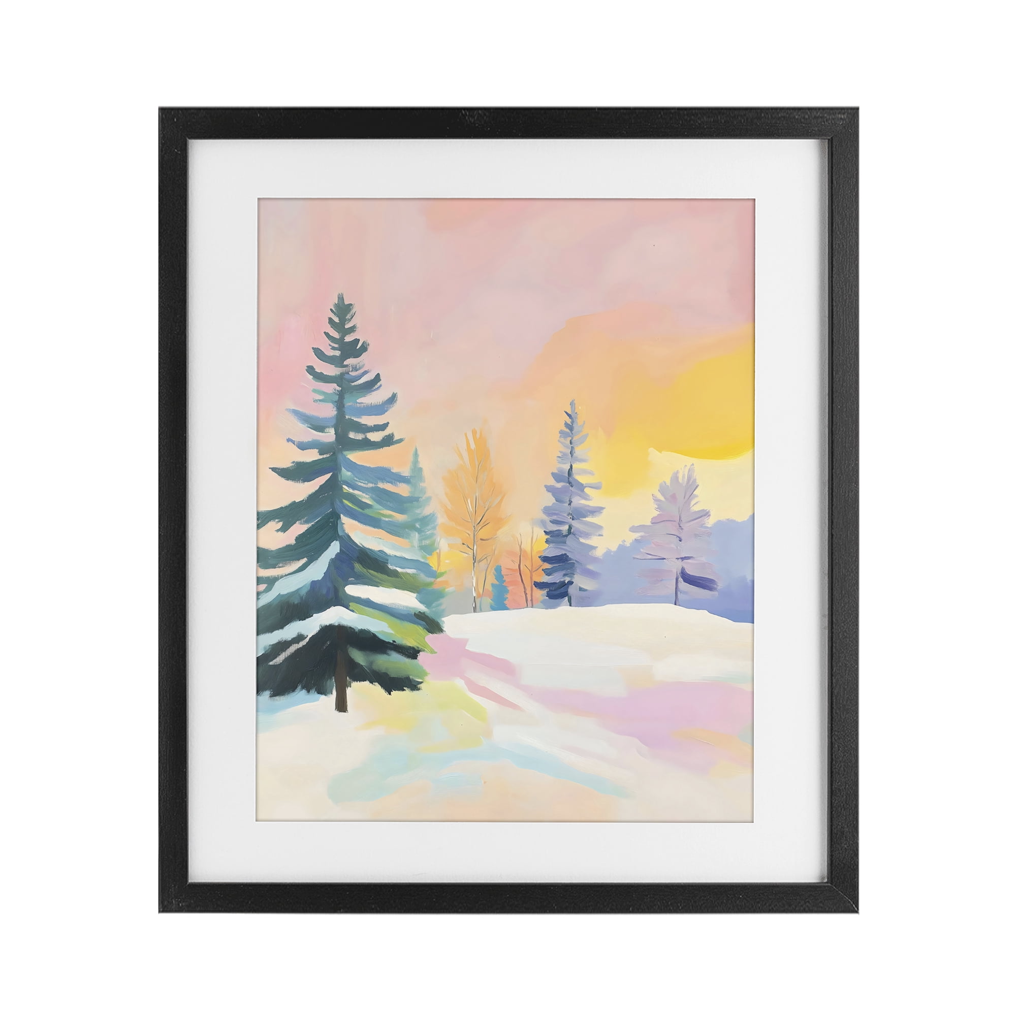 Stupell Industries Winter Forest Snowscape in Pastels Black Framed Print Under Glass, design by The Prints Vibe