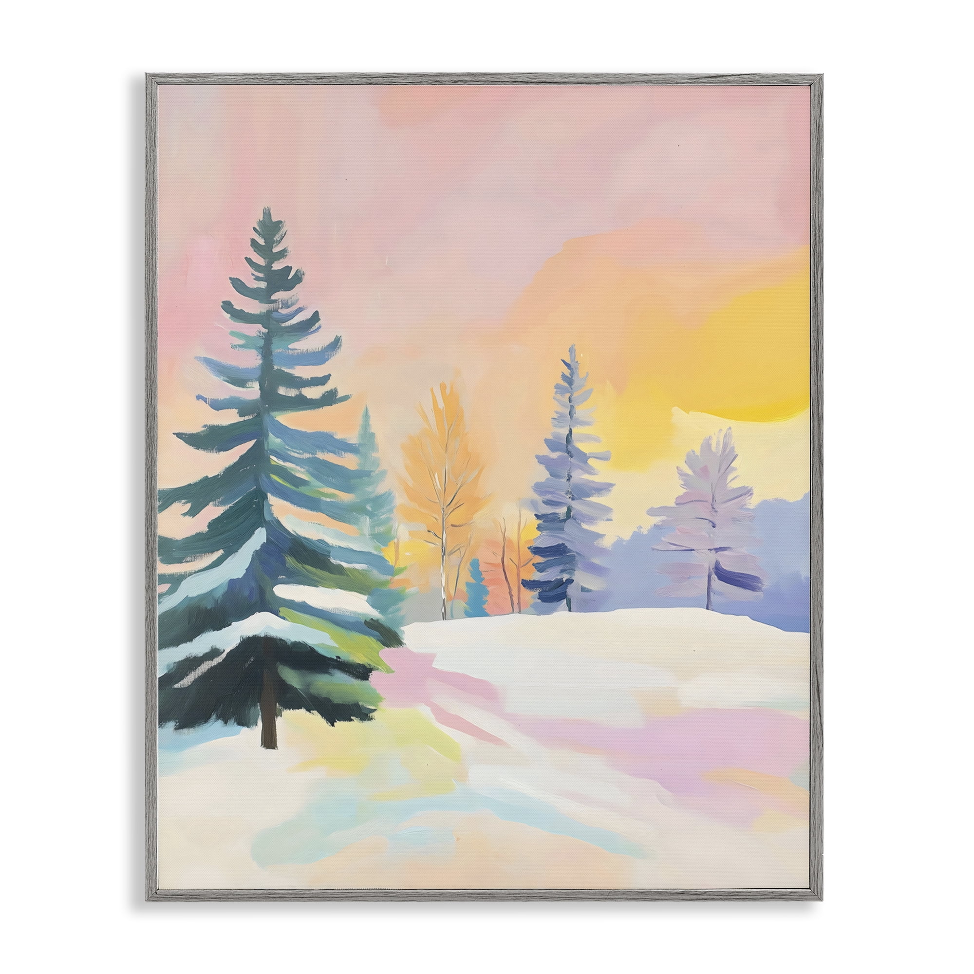 Stupell Industries Winter Forest Snowscape in Pastels Gray Framed Giclee Art, design by The Prints Vibe