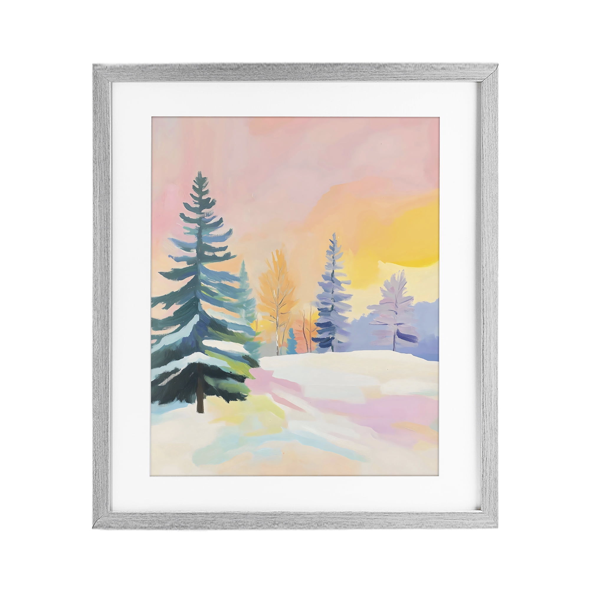 Stupell Industries Winter Forest Snowscape in Pastels Gray Framed Print Under Glass, design by The Prints Vibe