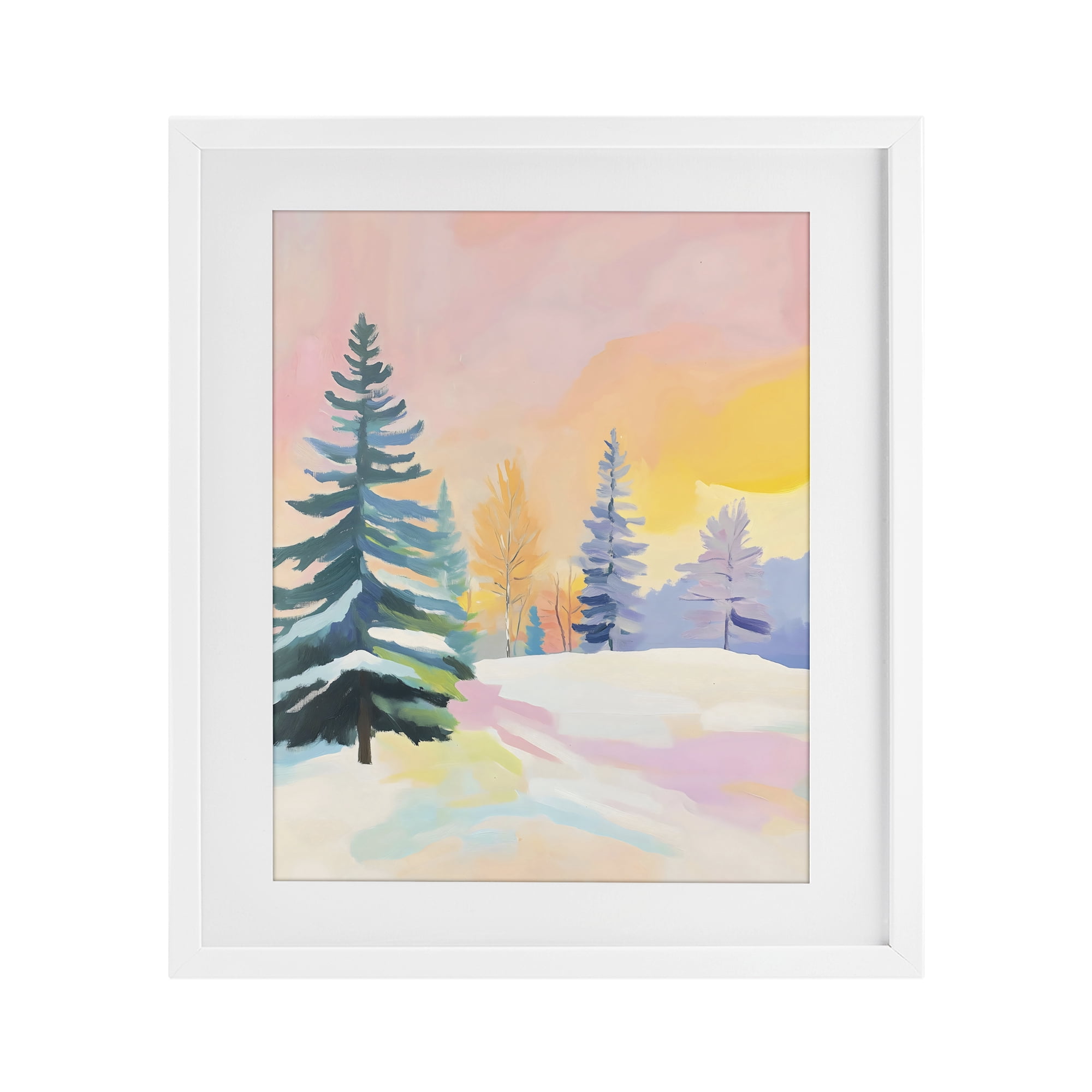 Stupell Industries Winter Forest Snowscape in Pastels White Framed Print Under Glass, design by The Prints Vibe