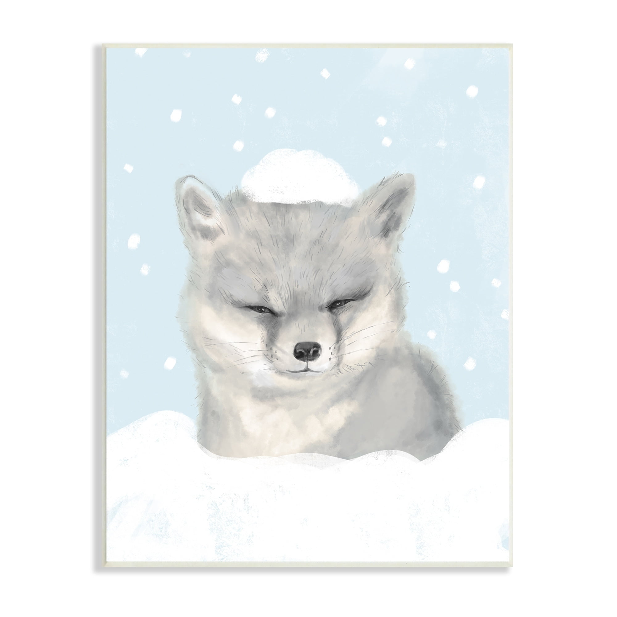 Stupell Industries Winter Fox Falling Snow Adorable Forest Animal Animals & Insects Painting Unframed Art Print Wall Art, 10 x 15