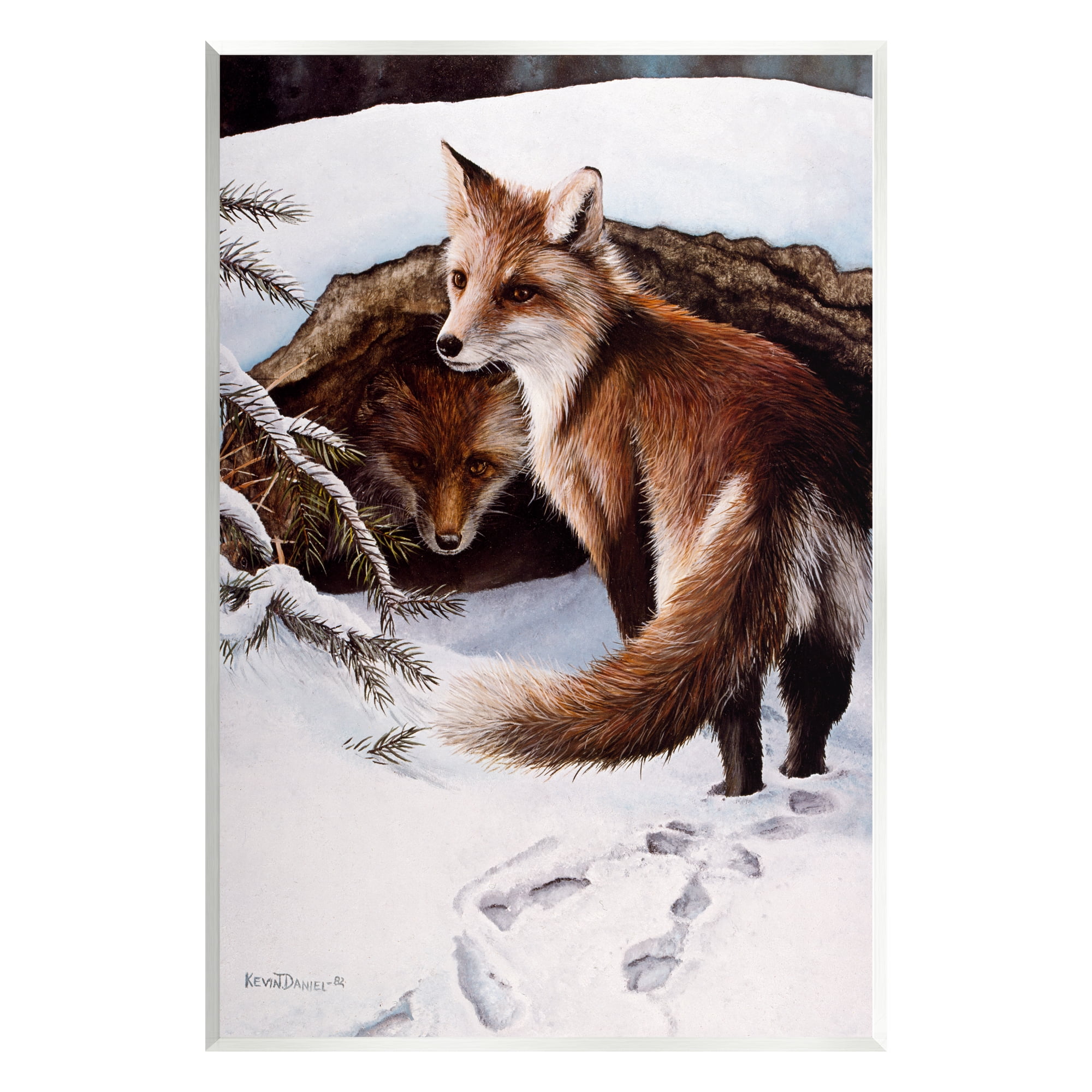 Stupell Industries Winter Foxes Wildlife Scene Animals & Insects Painting Unframed Art Print Wall Art, 13 x 19