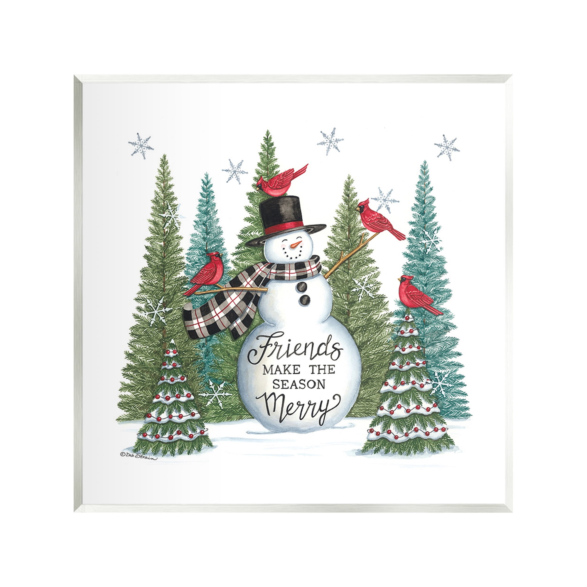 Stupell Industries Winter Friendship Snowman Holiday Painting Unframed Art Print Wall Art, 12 x 12